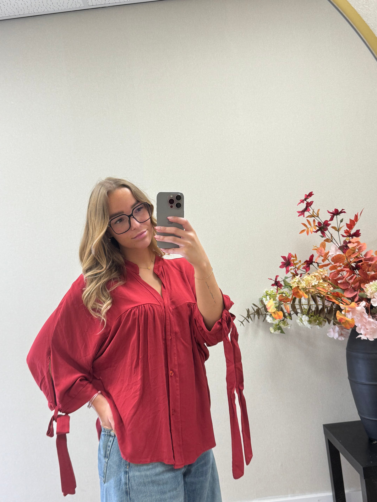 Boho Bow Blouse - Bordeaux