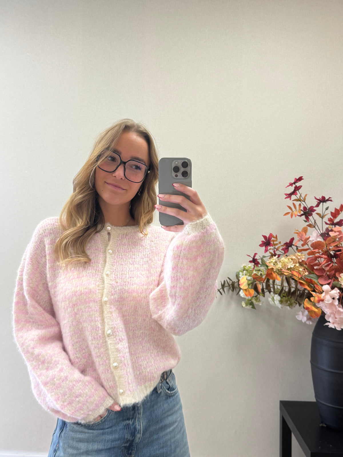 Sweet Stripe Cardigan - Pink
