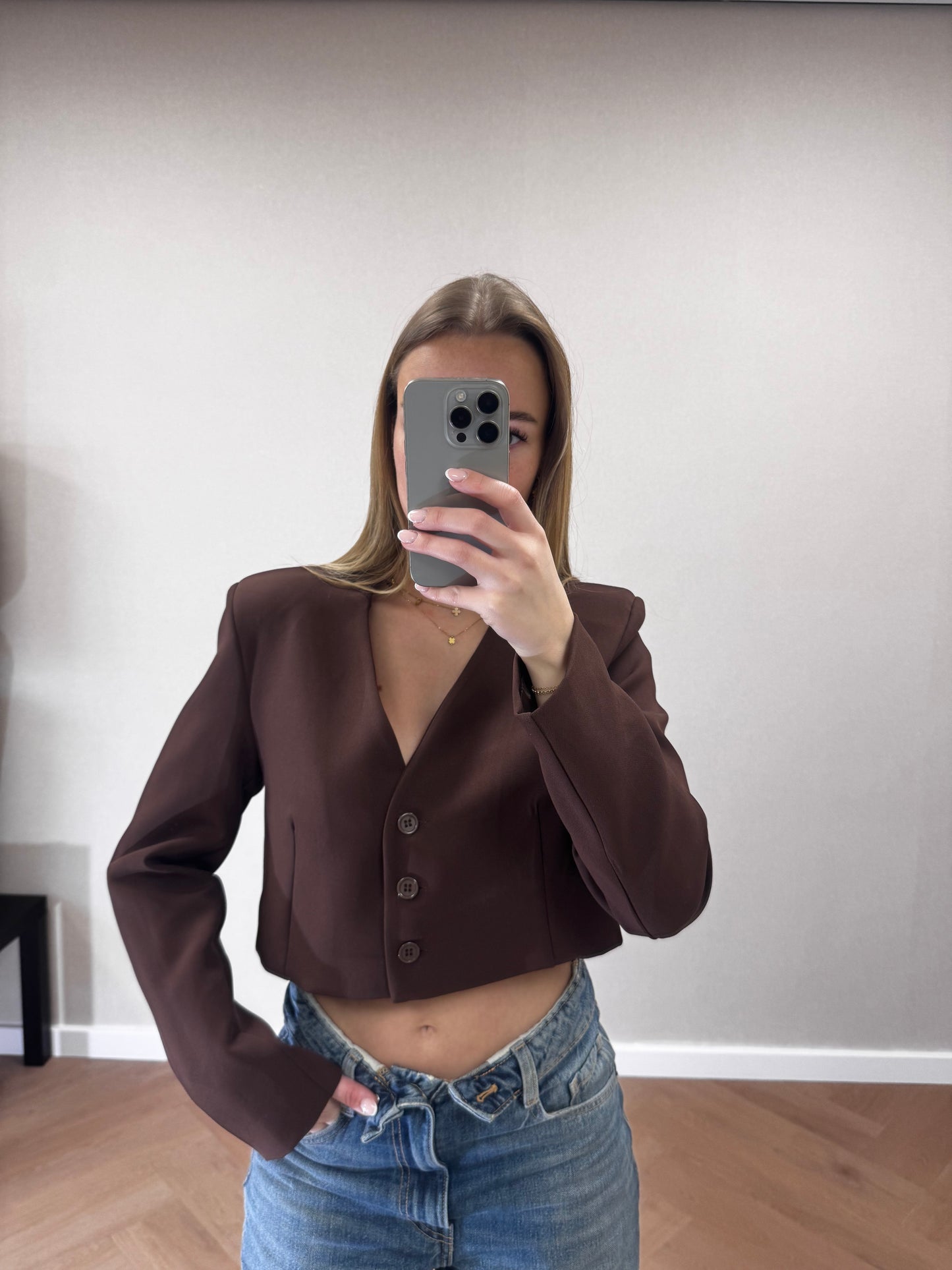 Cropped blazer bruin