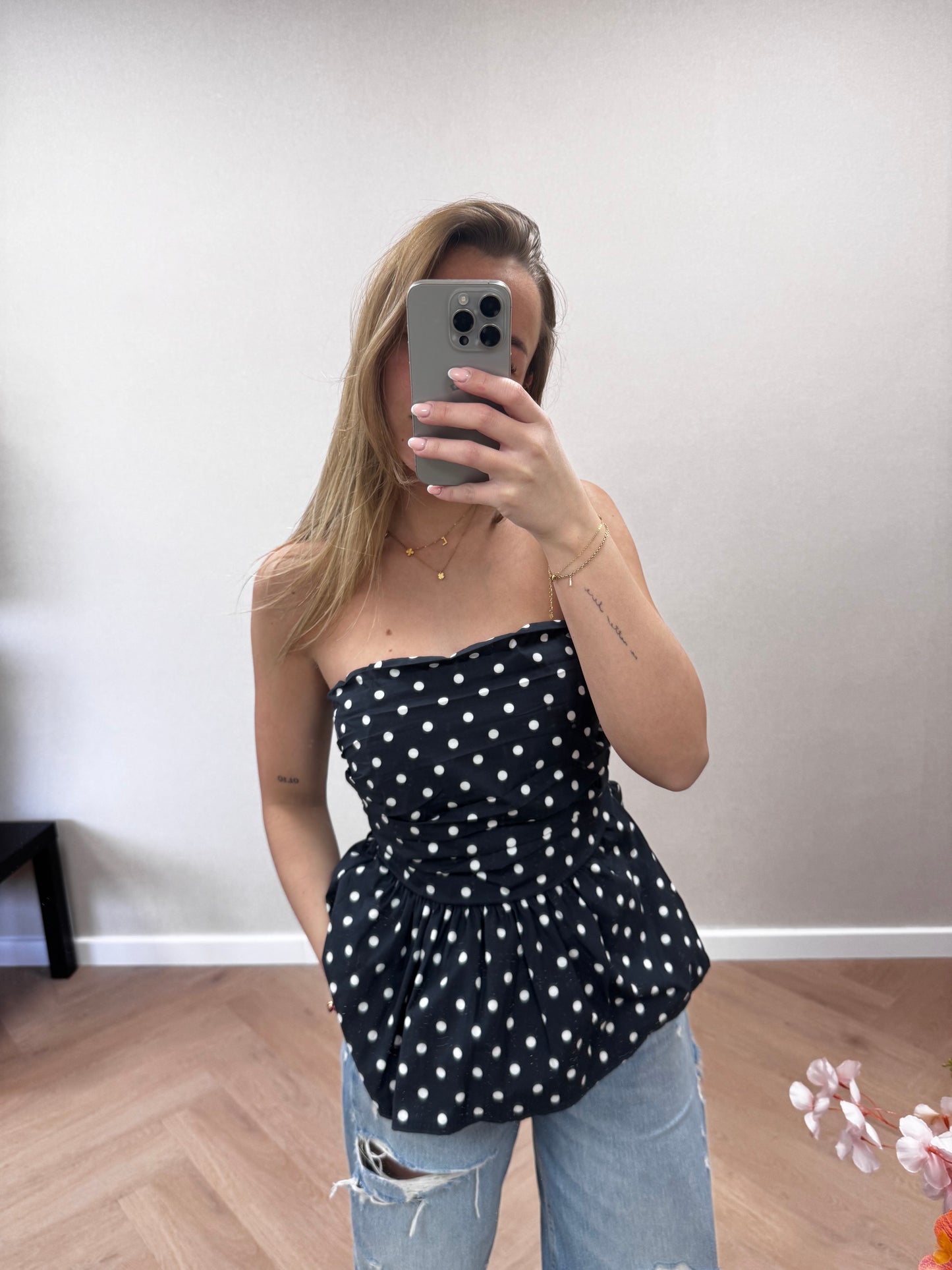 Stip top strepples Black