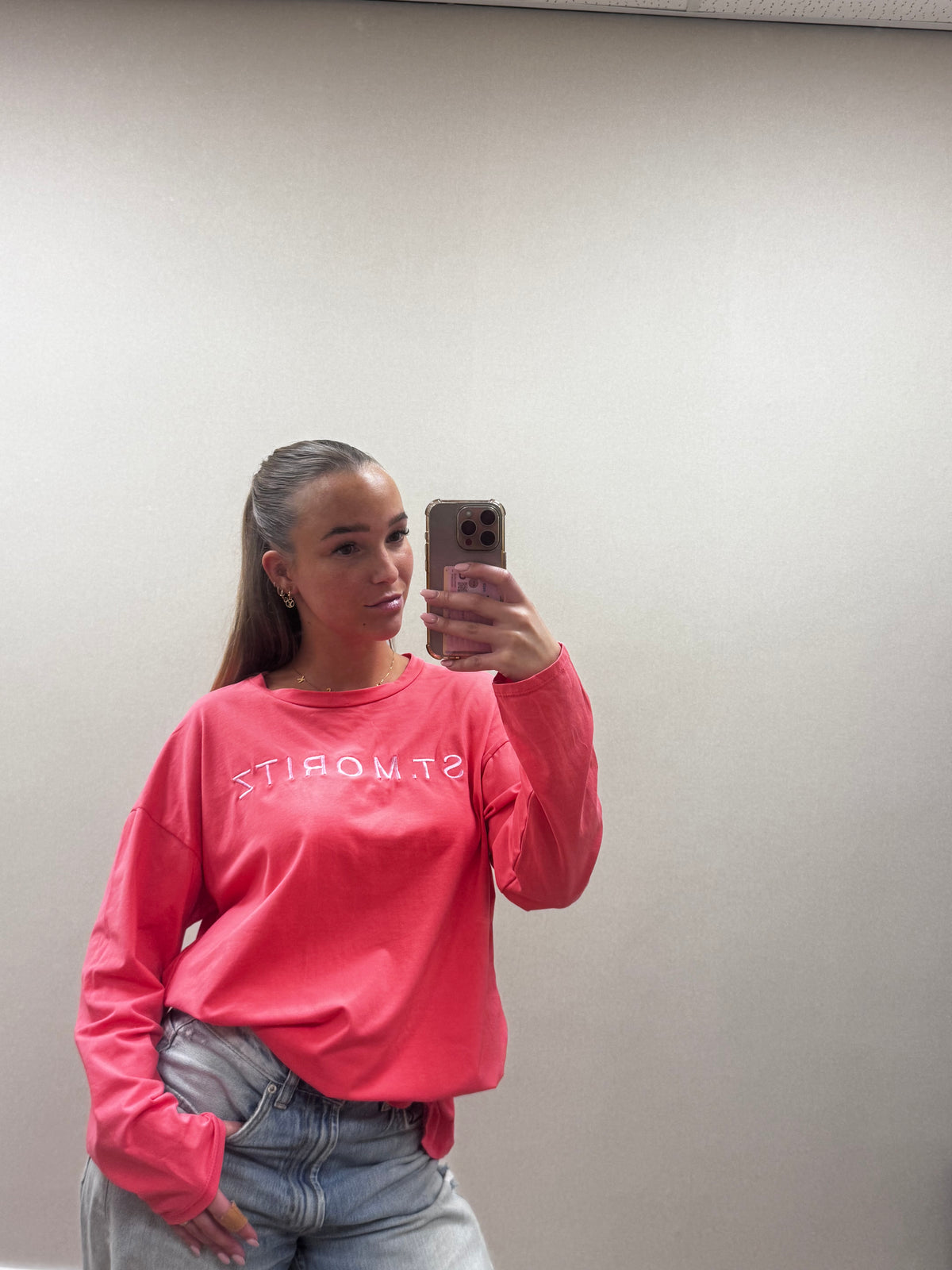 St Moritz longsleeve - koraal