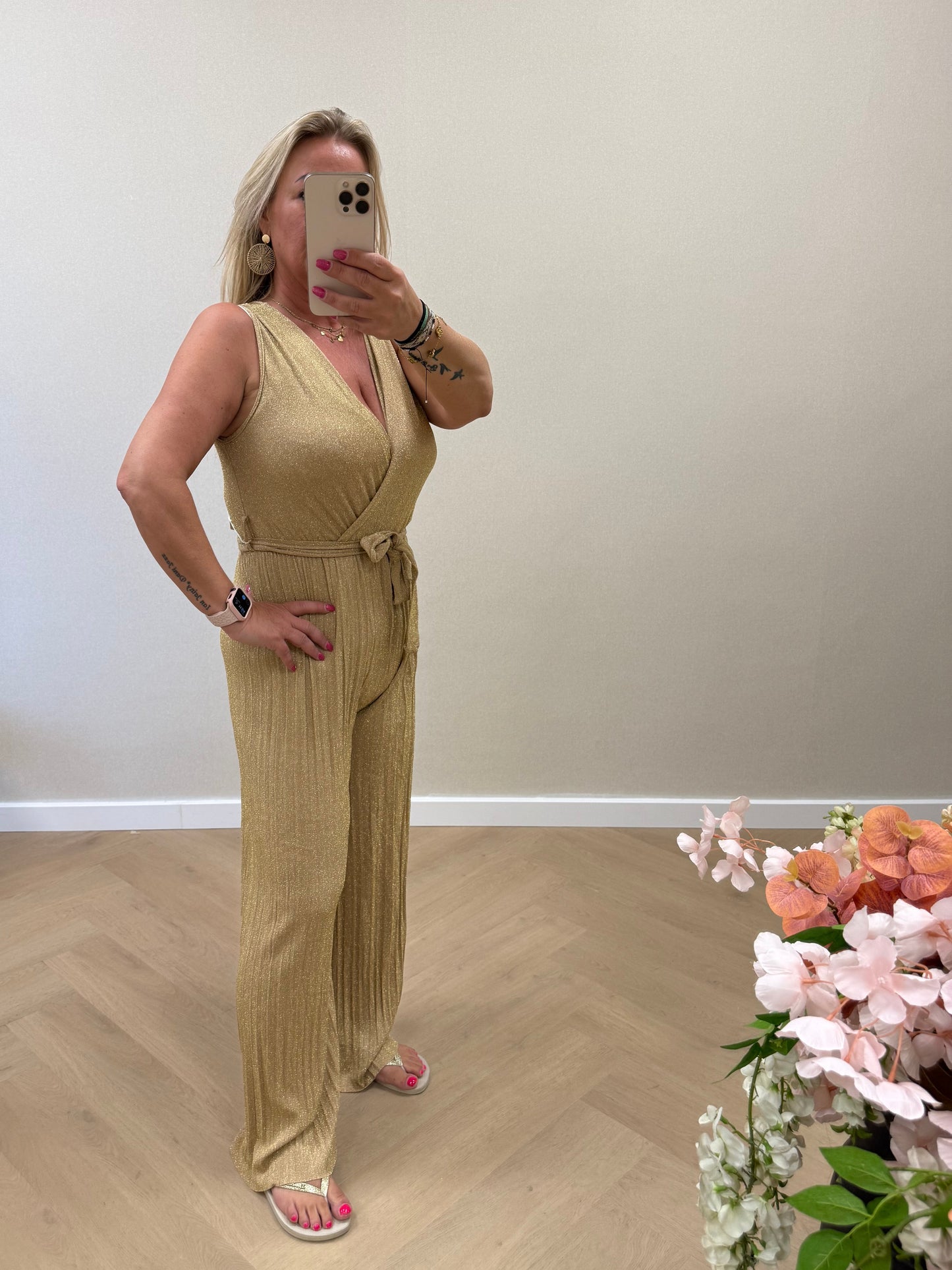 Glitter jumpsuit gold