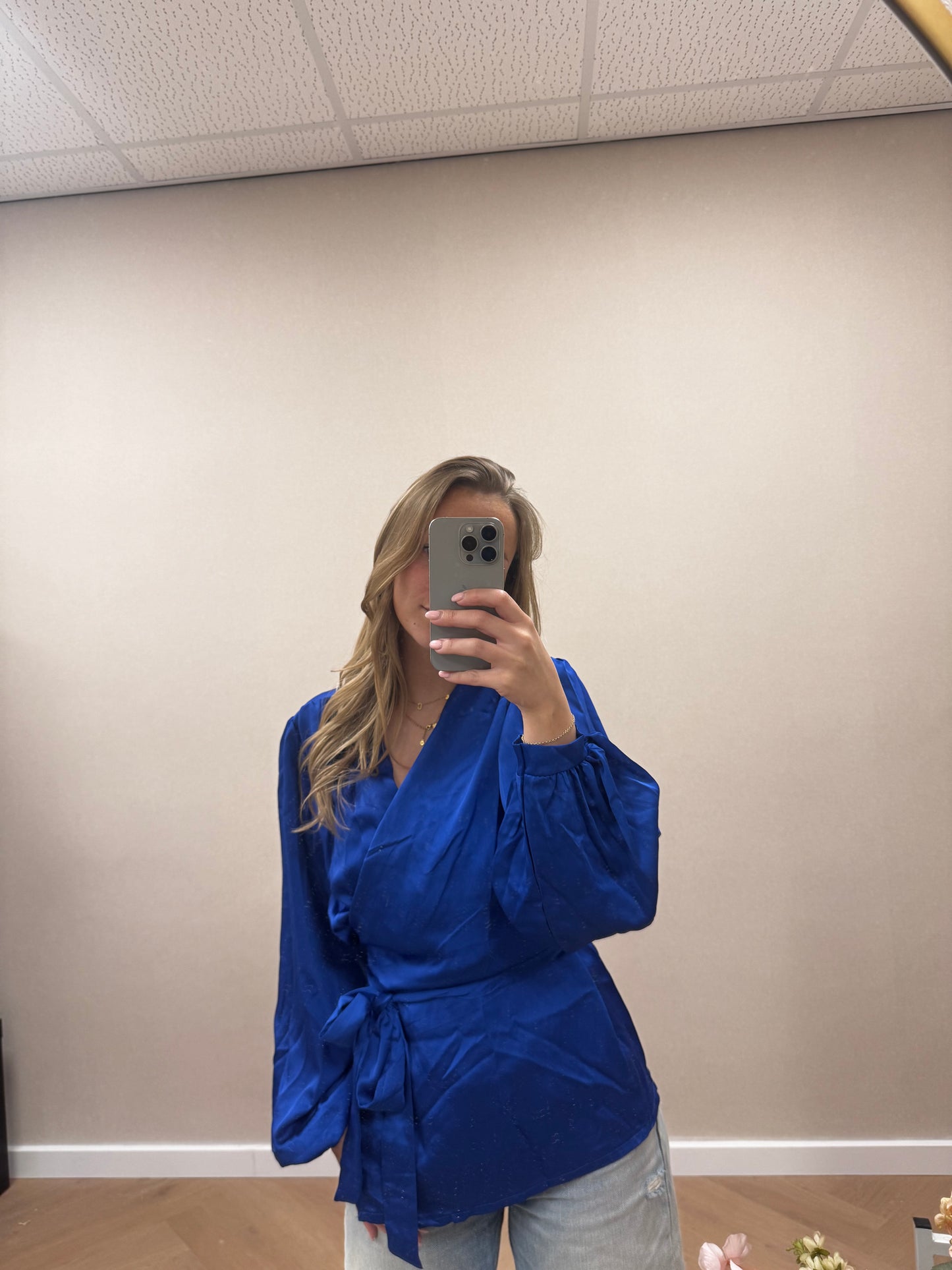 Satin wrap blouse