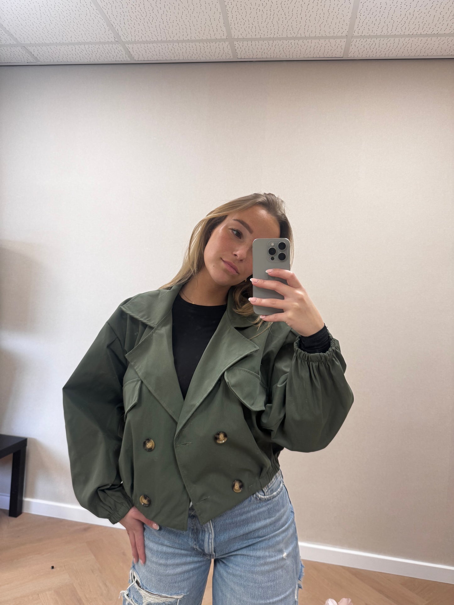 Cropped jacket kaki