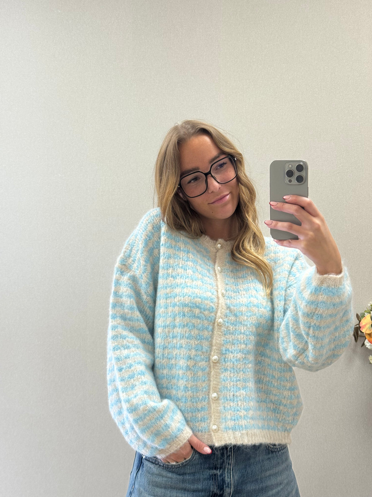 Sweet Stripe Cardigan - Blue