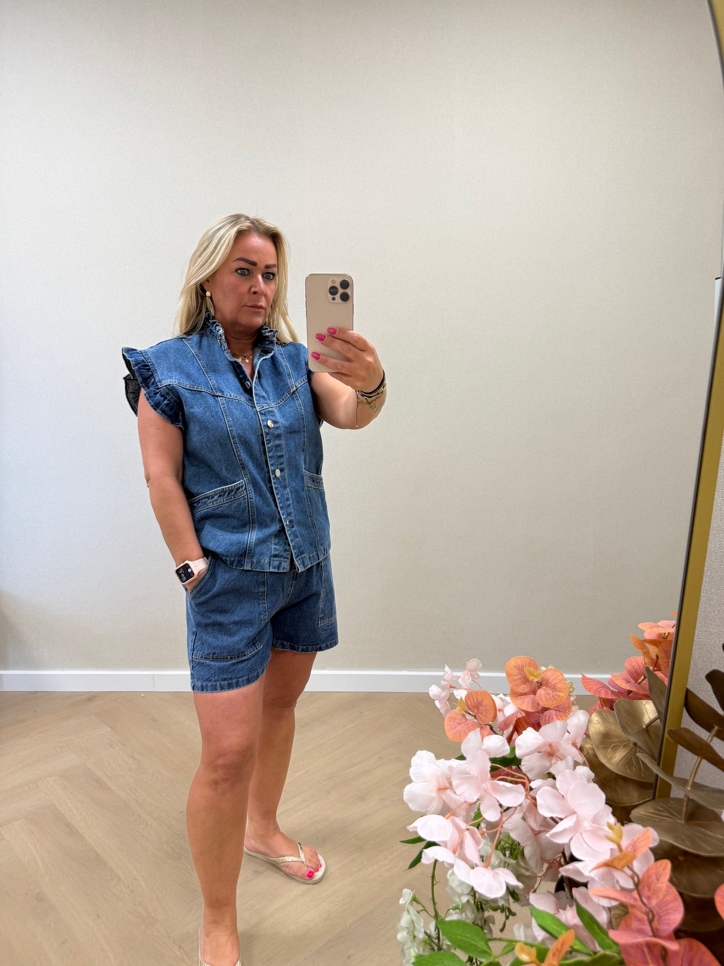 Ruffle denim set