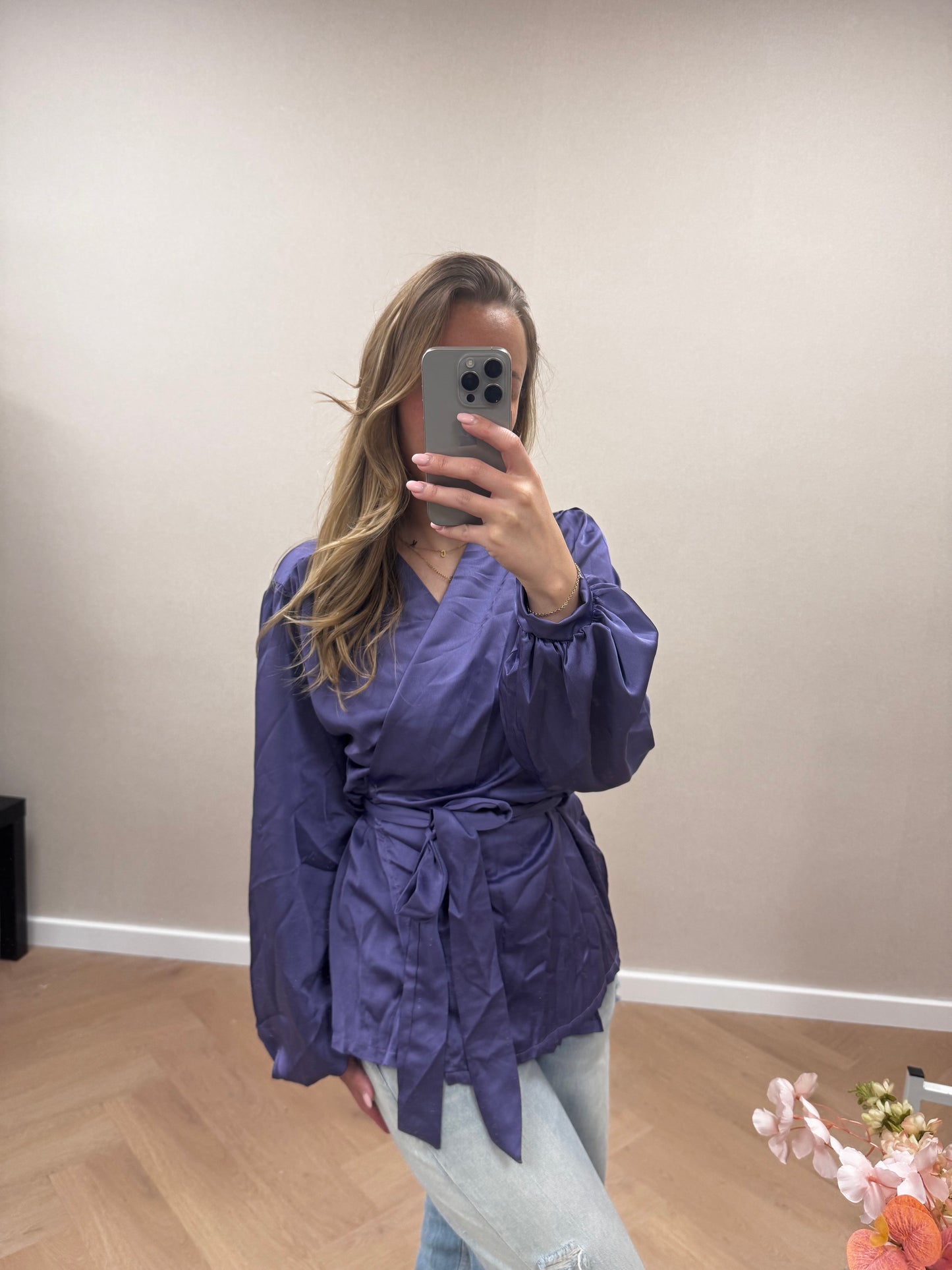 Satin wrap blouse