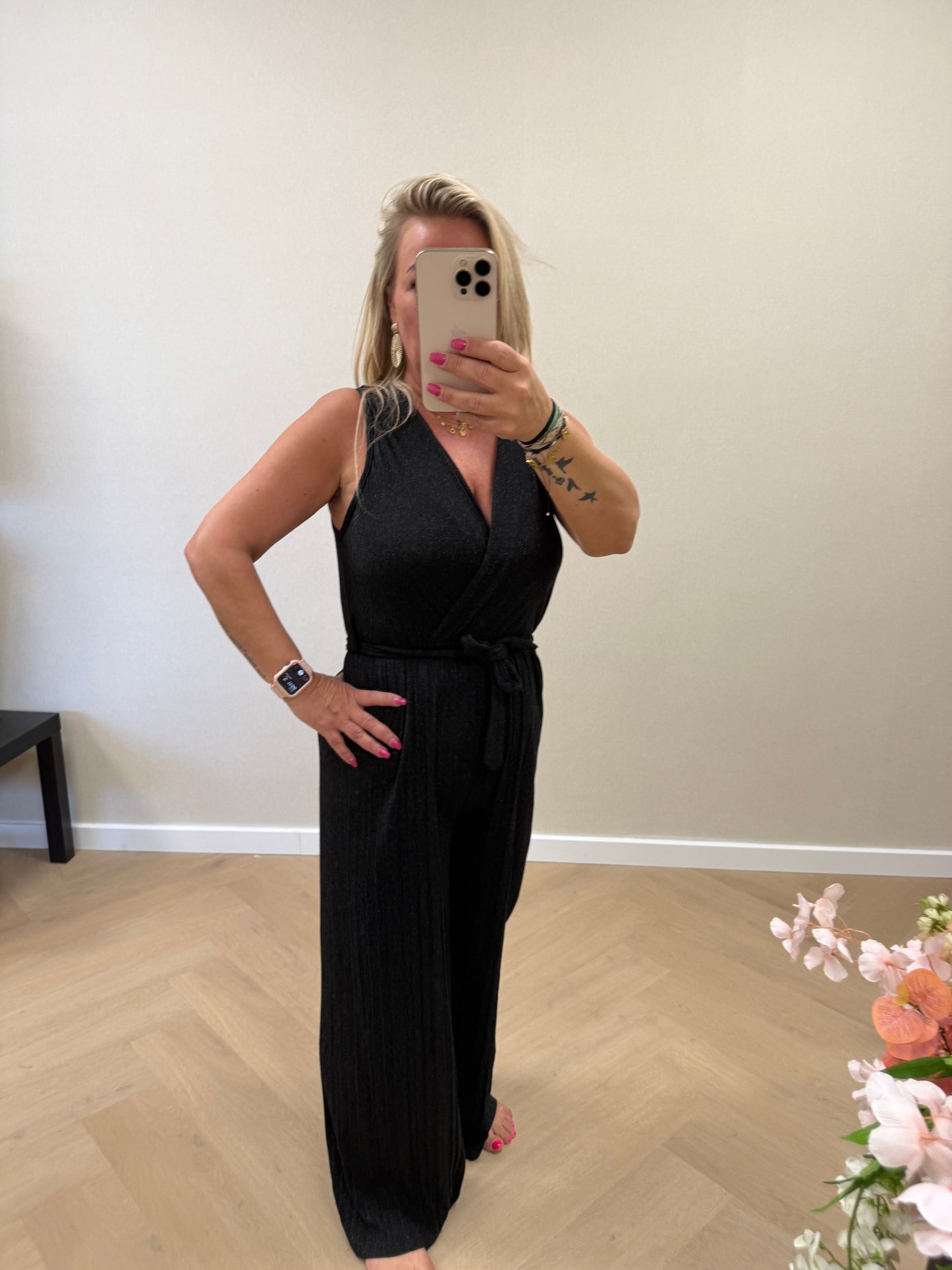 Glitter jumpsuit black