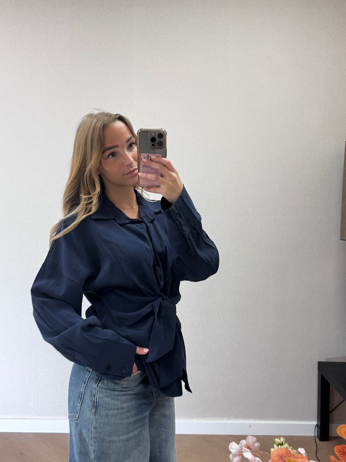 Bow blouse - navy