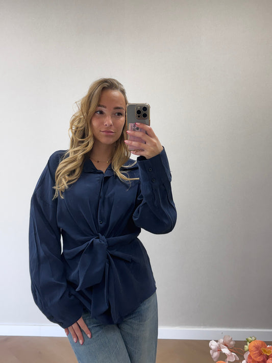 Bow blouse - navy