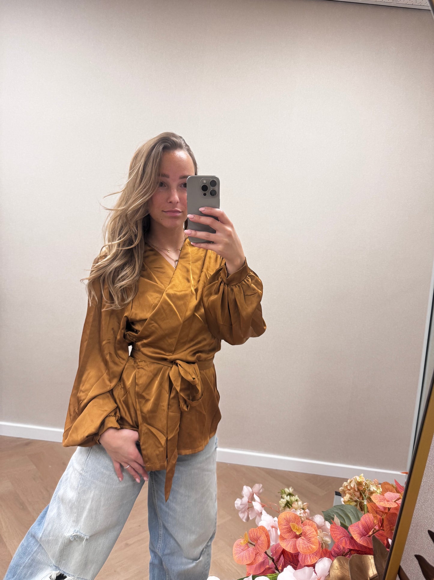 Satin wrap blouse