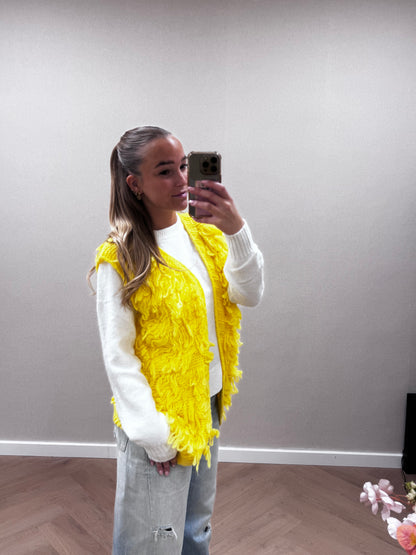 Luna fluffy gillet - yellow