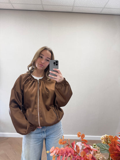 satin bomber brown