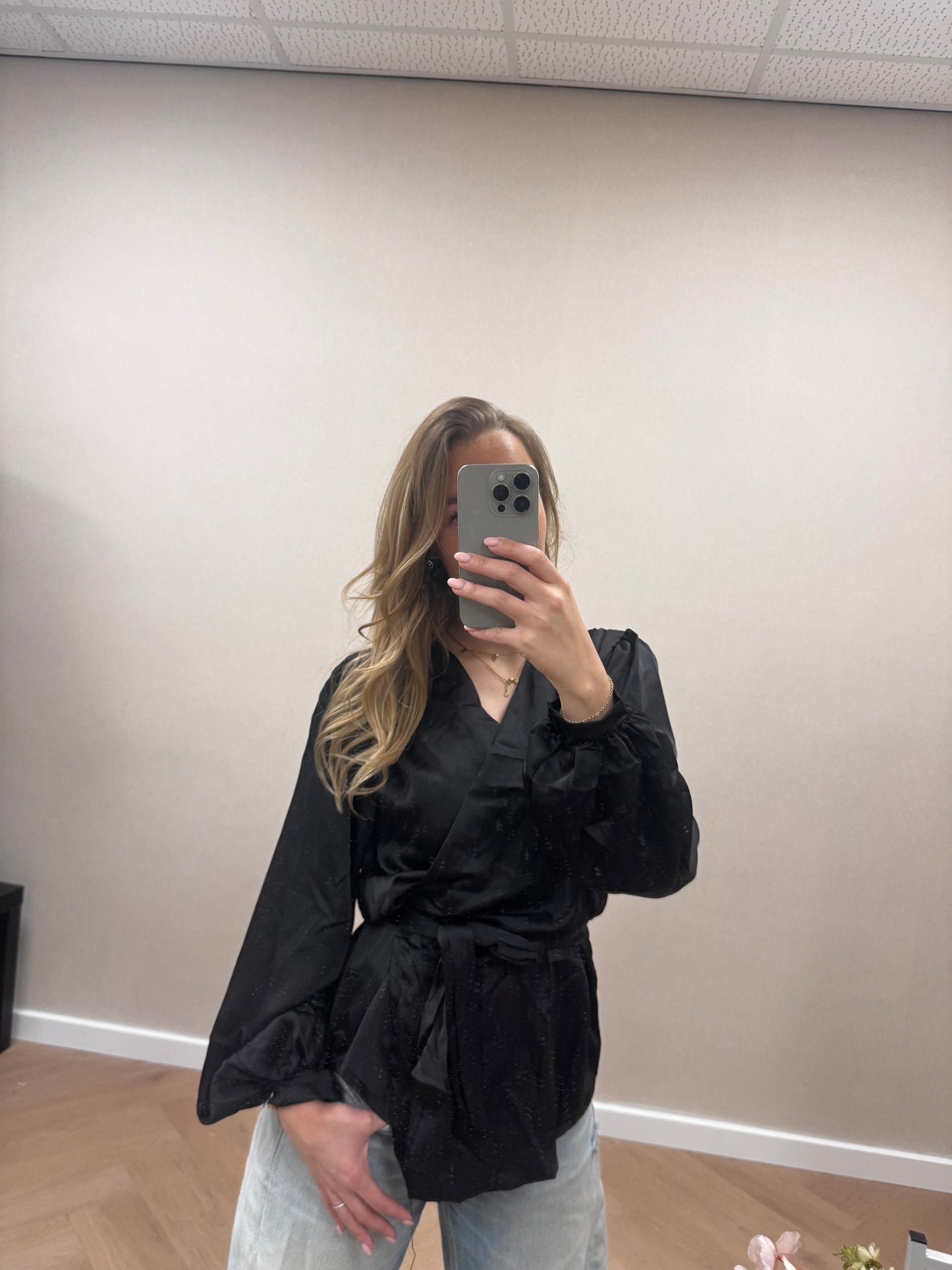 Satin wrap blouse