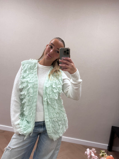 Luna fluffy gillet - mint