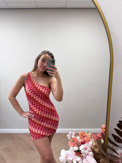 One shoulder mini dress pink