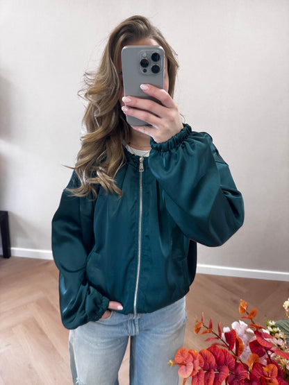Satin bomber dark green
