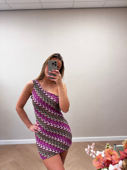 One shoulder mini dress purple