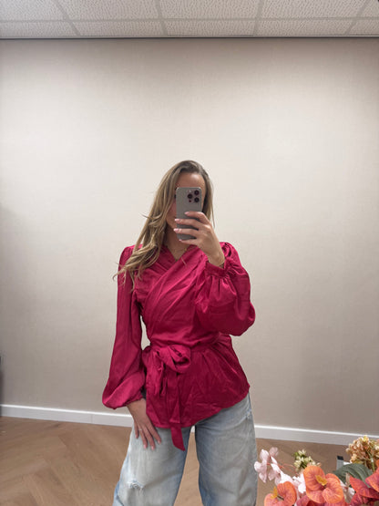 Satin wrap blouse