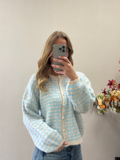 Sweet Stripe Cardigan - Blue