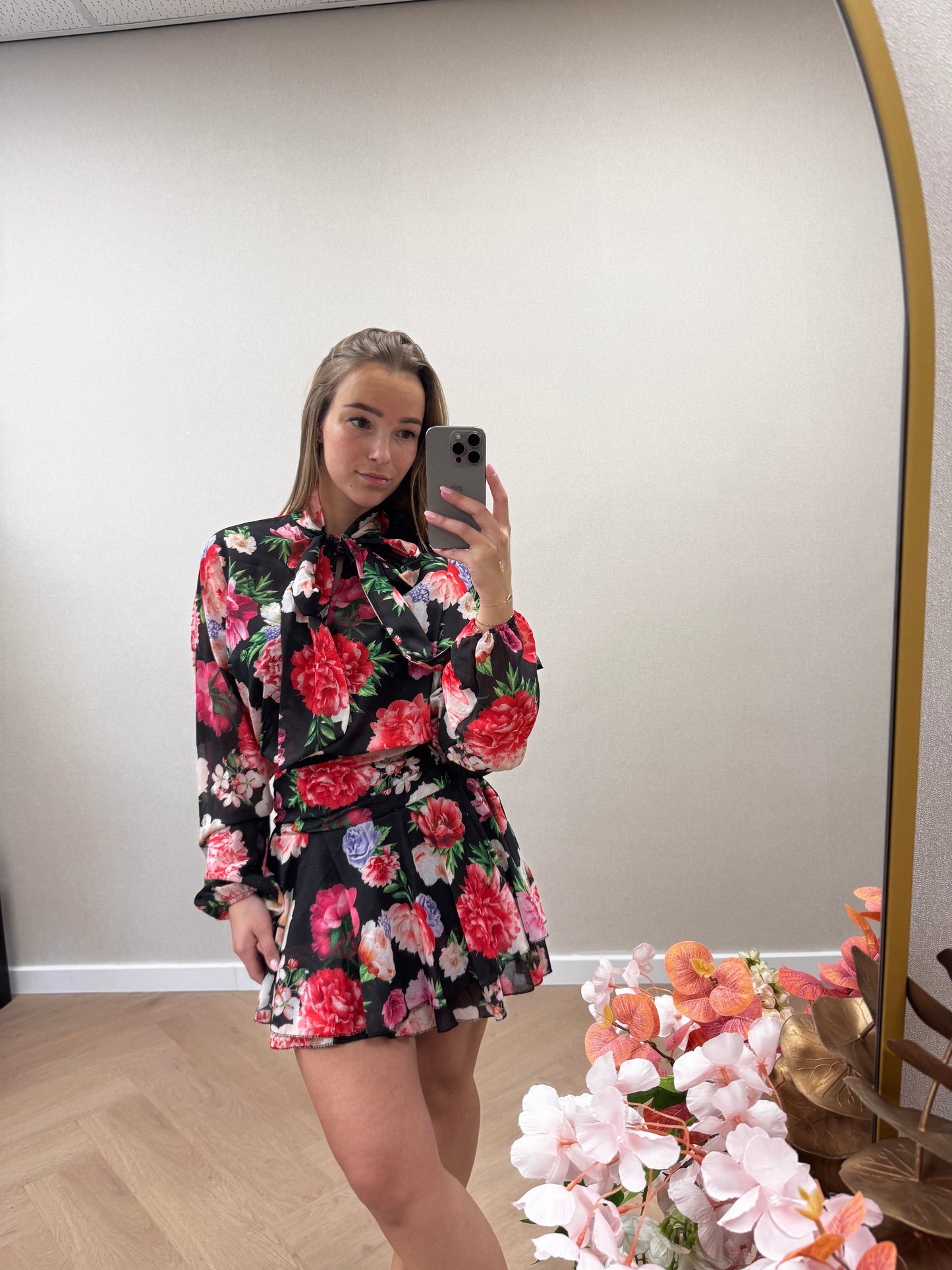 Floral dress red
