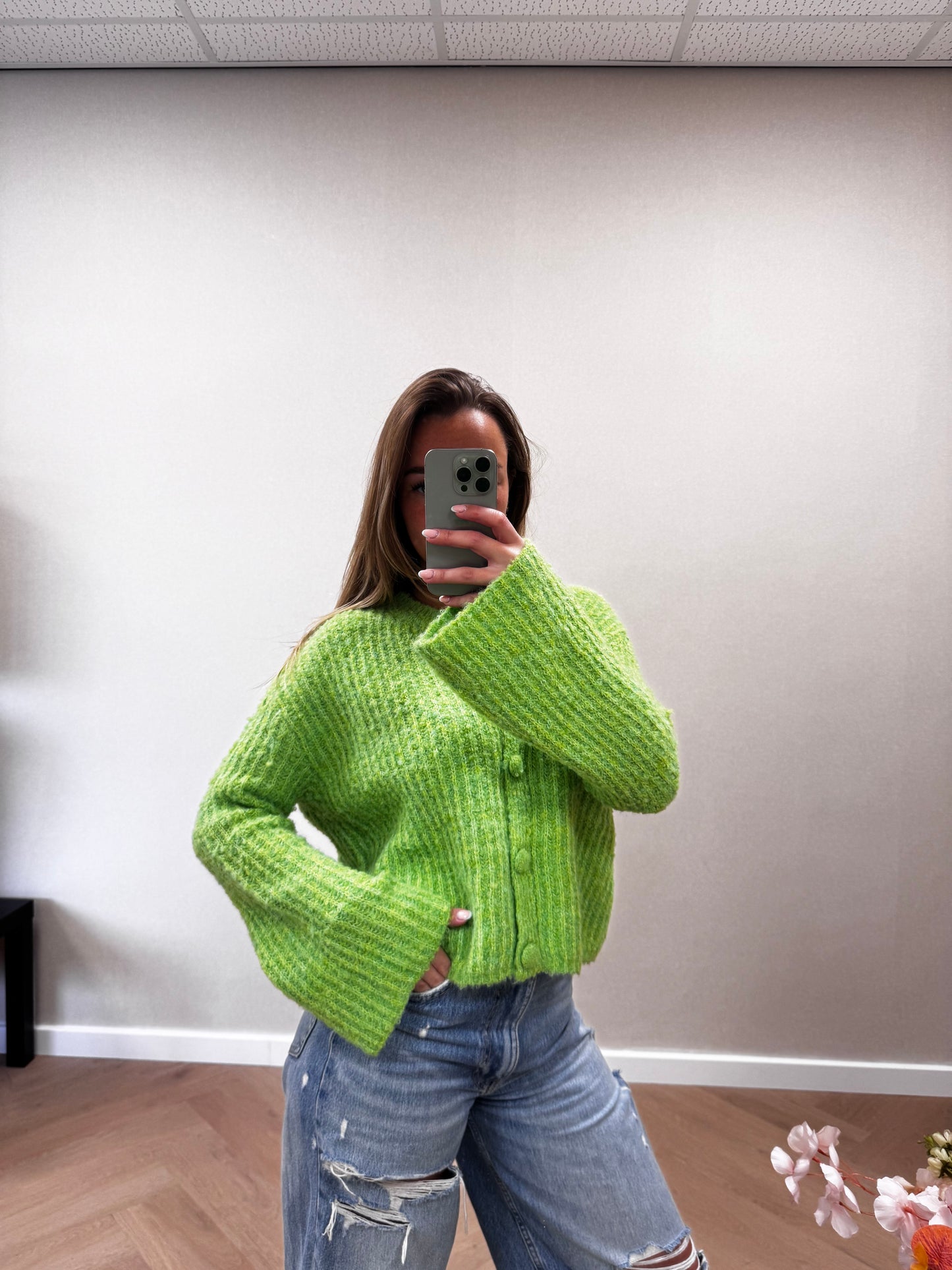 Knitted cardigan Green