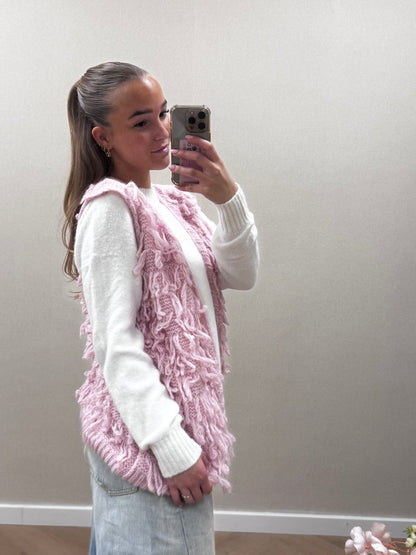 Luna fluffy gillet - pink