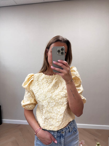 Floral puff top yellow
