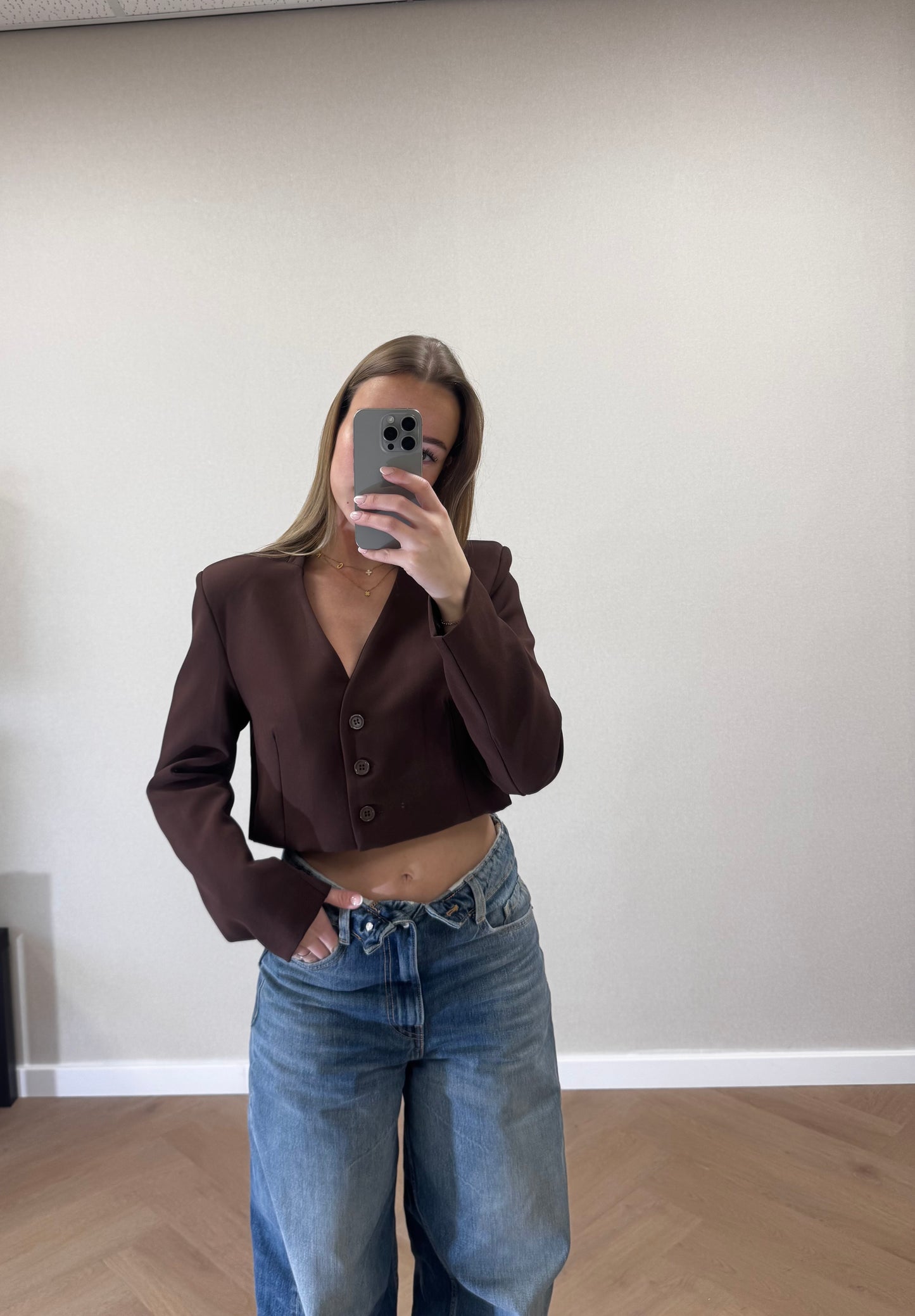 Cropped blazer bruin