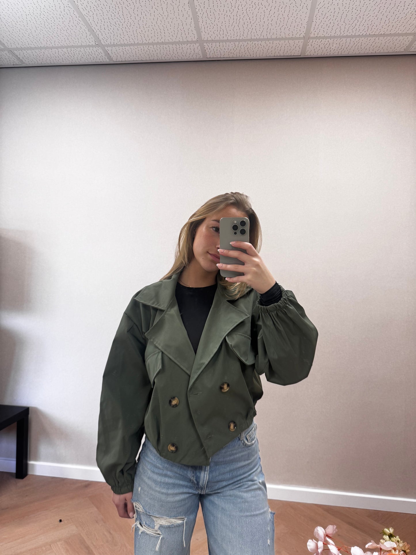 Cropped jacket kaki
