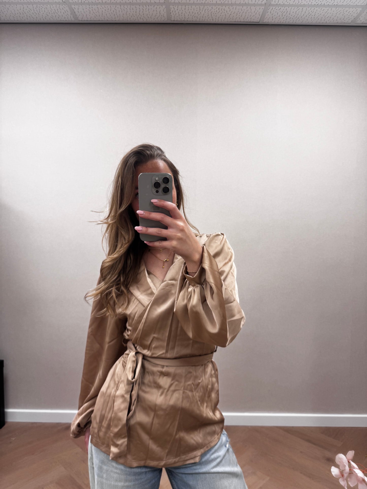 Satin wrap blouse