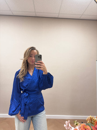 Satin wrap blouse