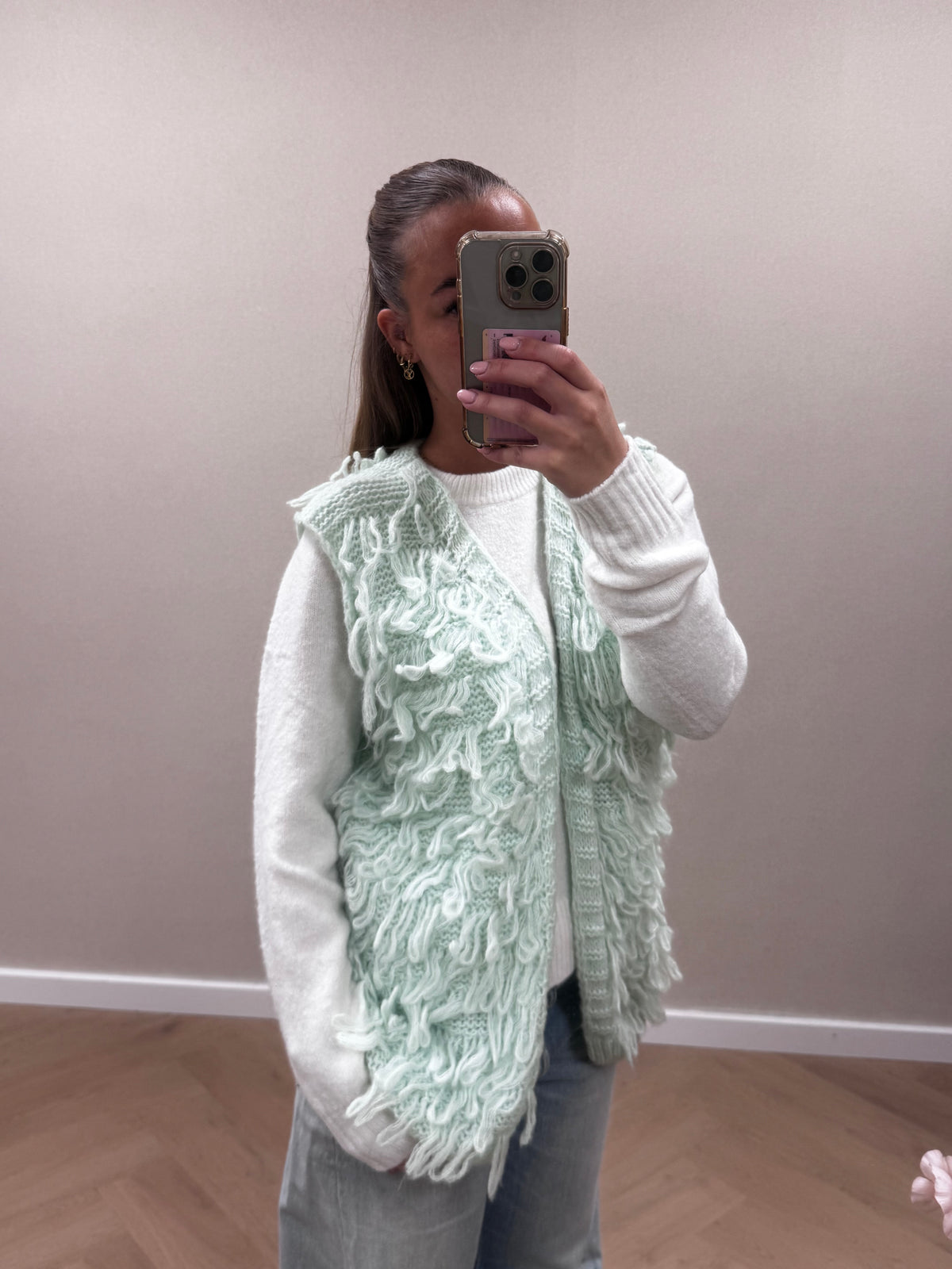 Luna fluffy gillet - mint