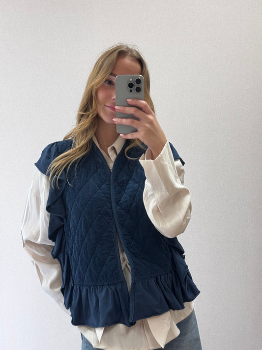 Ruffle Gillet - navy