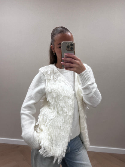 Luna fluffy gillet - white