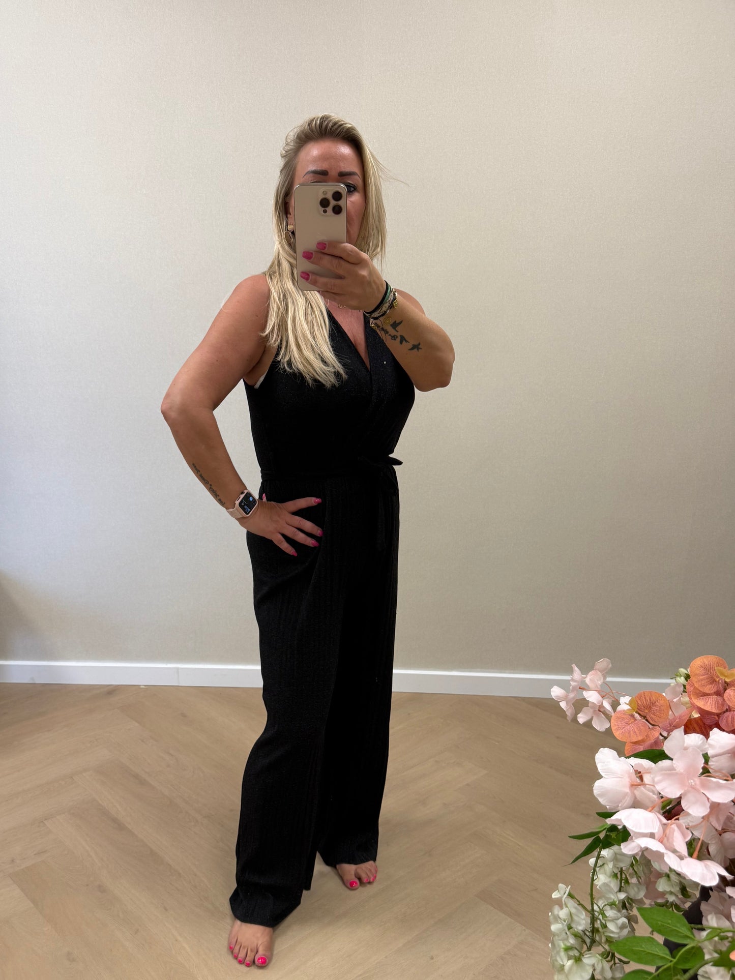 Glitter jumpsuit black