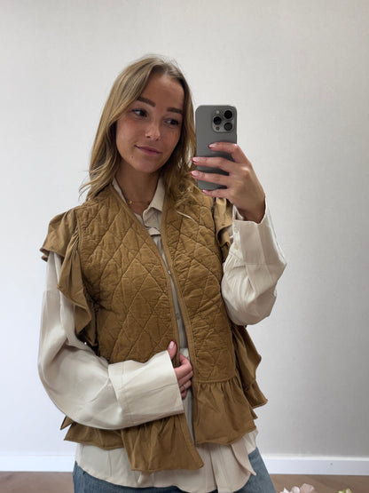 Ruffle Gillet - Camel
