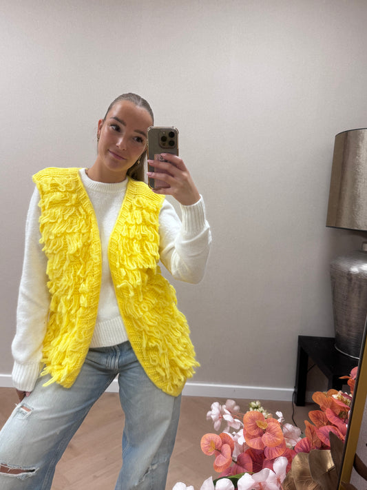 Luna fluffy gillet - yellow
