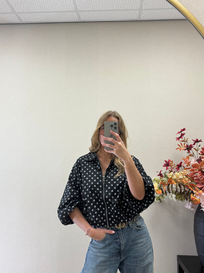Polka dot bomber - black