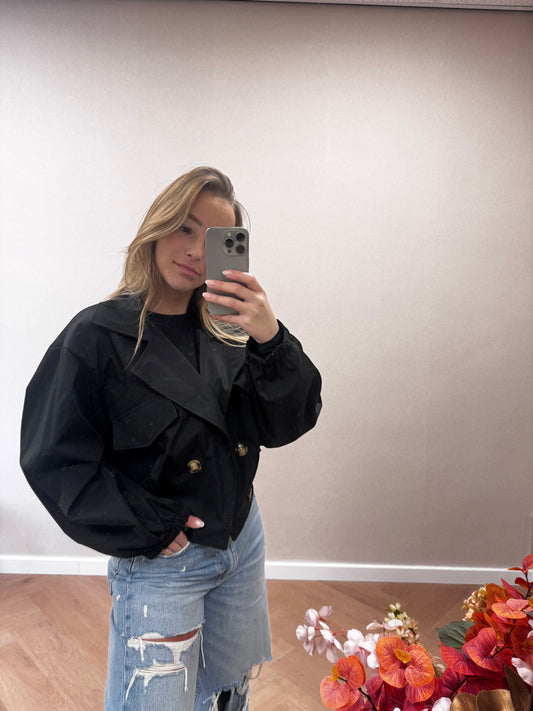 Cropped trenchcoat black