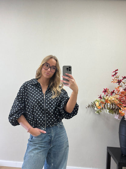 Polka dot bomber - black