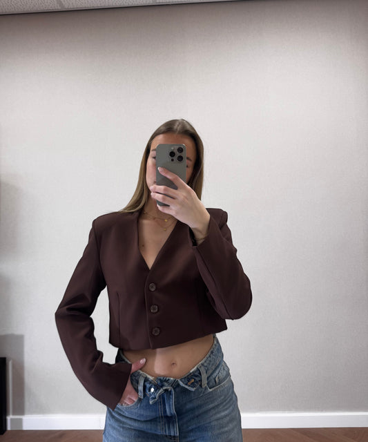 Cropped blazer bruin
