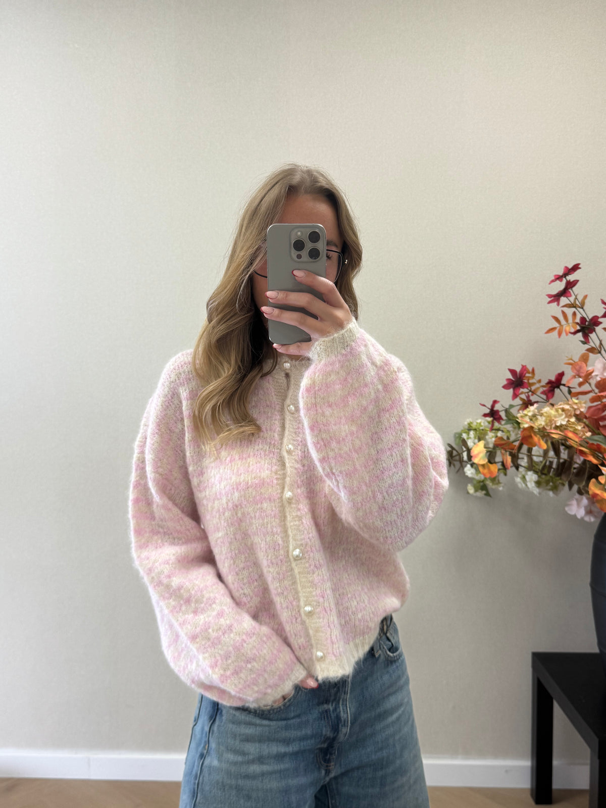 Sweet Stripe  Cardigan - Pink