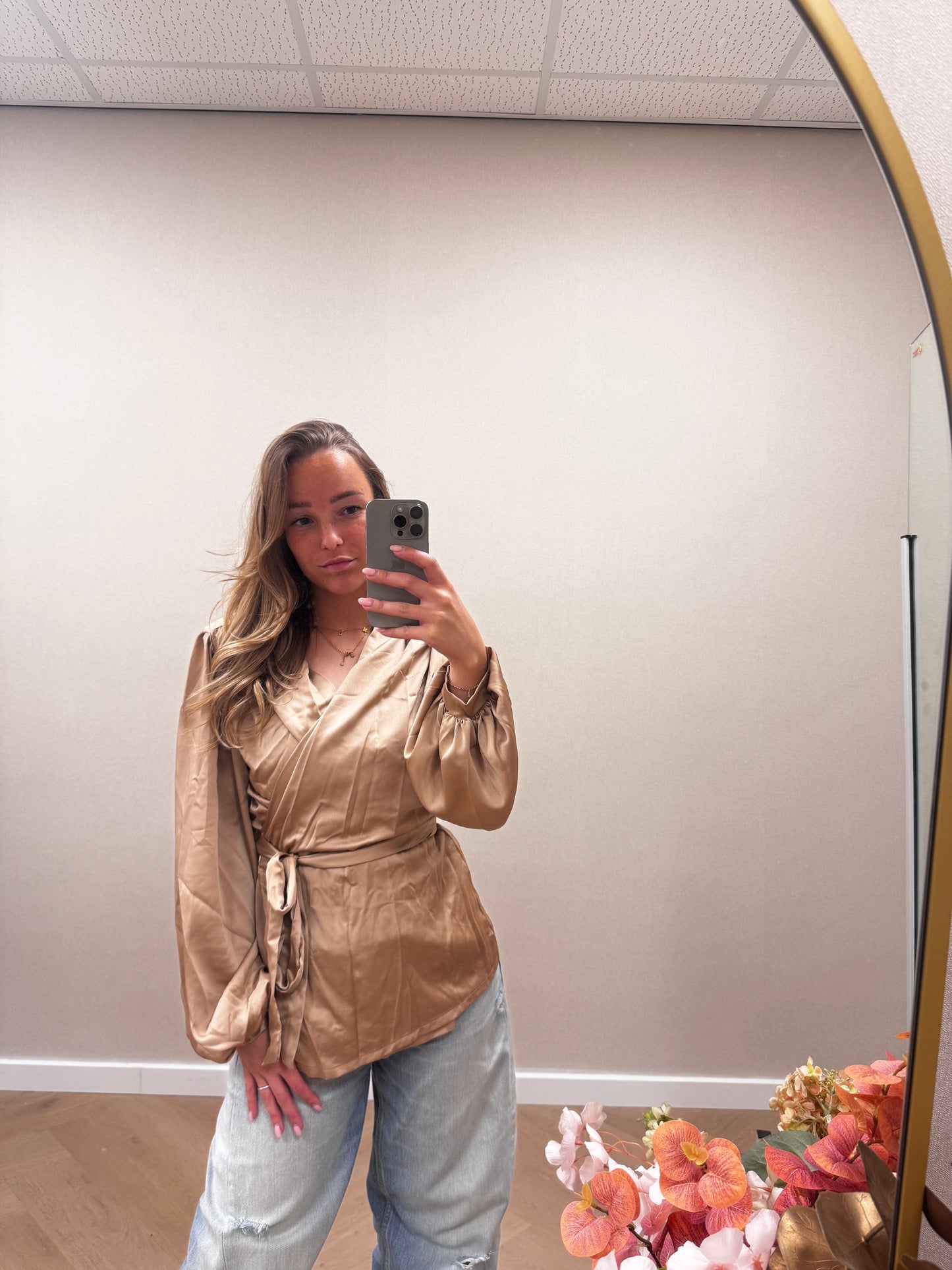 Satin wrap blouse