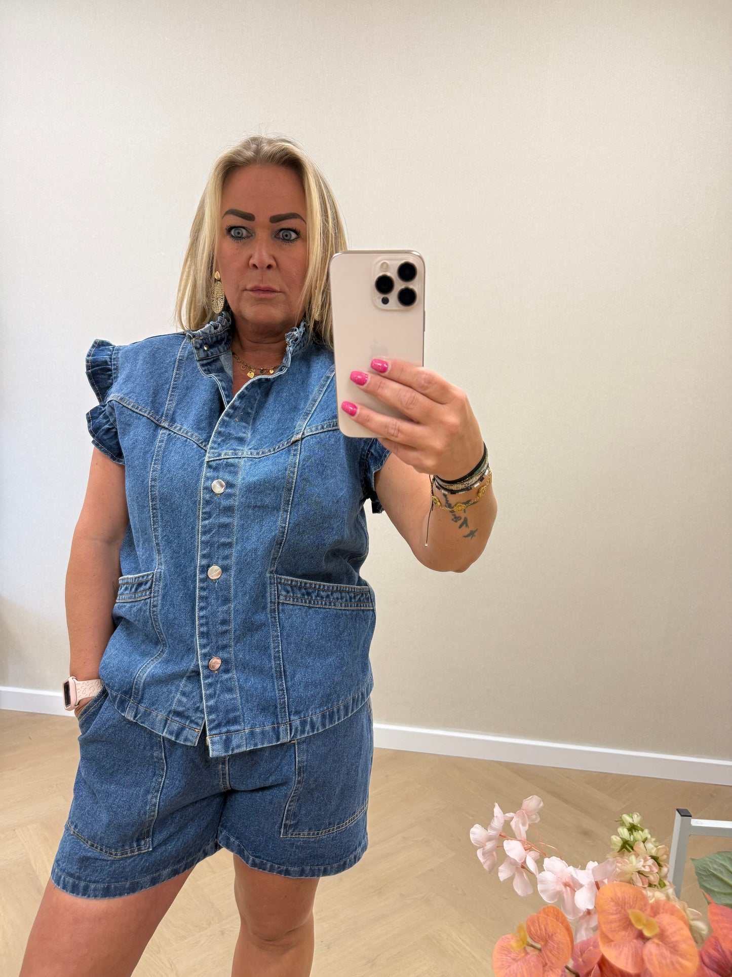 Ruffle denim set