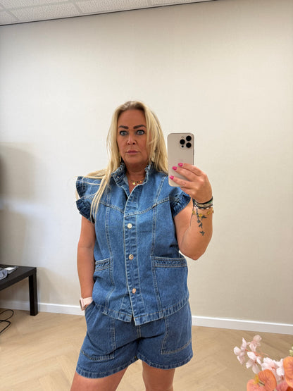Ruffle denim set