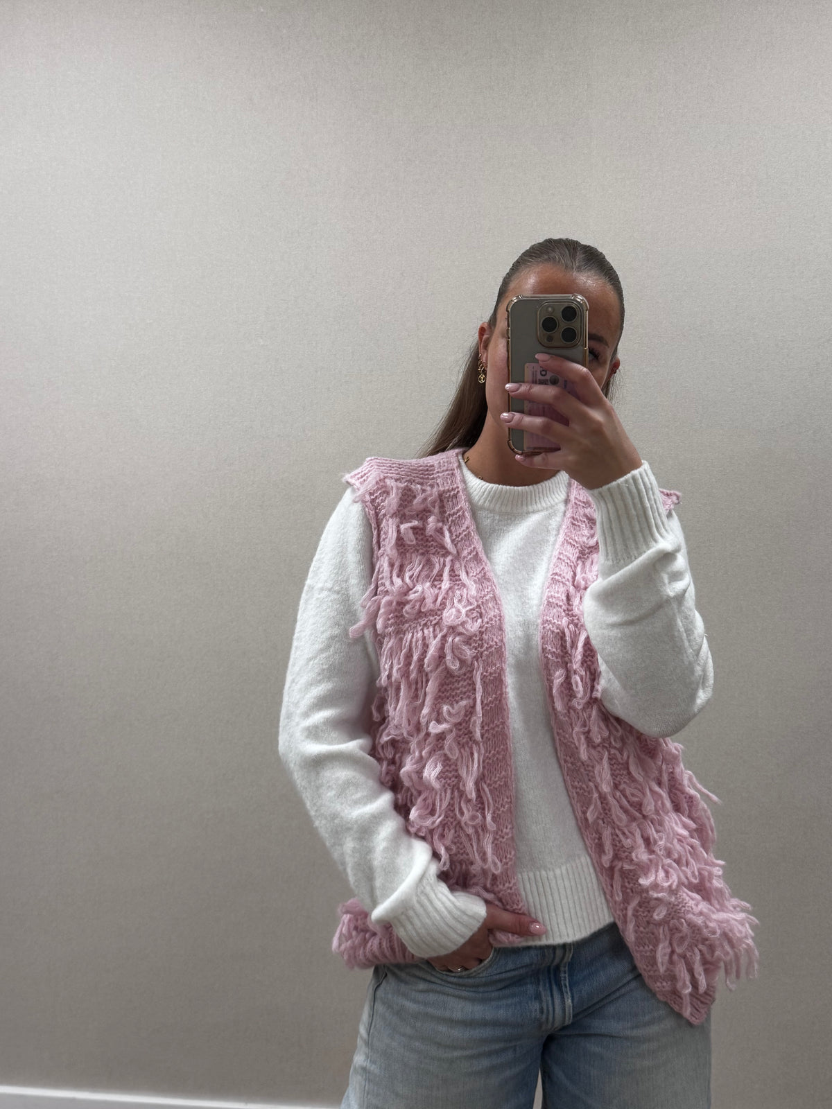 Luna fluffy gillet - pink