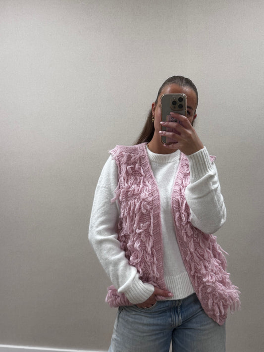 Luna fluffy gillet - pink
