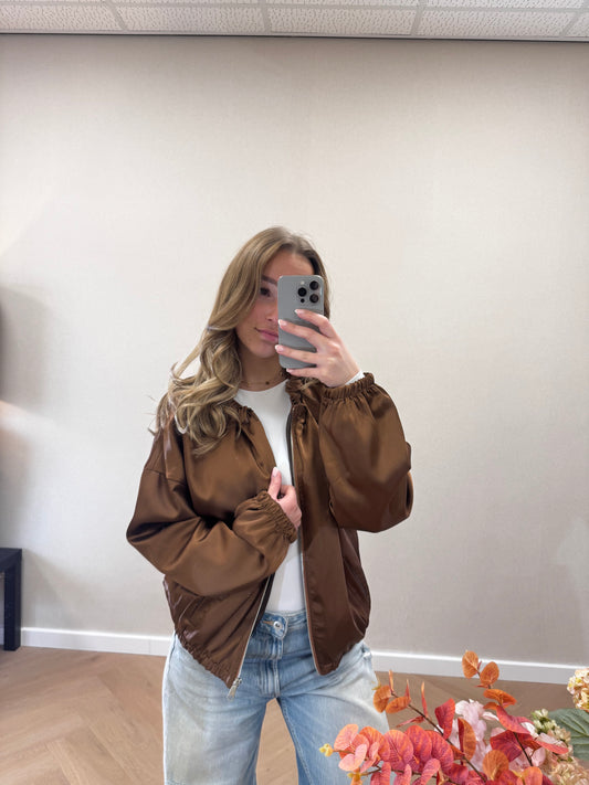 satin bomber brown