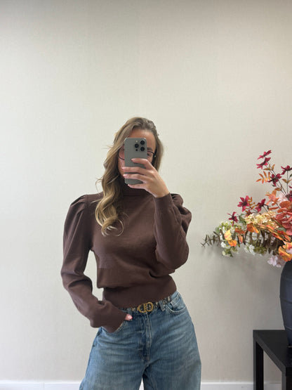 Puff knit col - Brown
